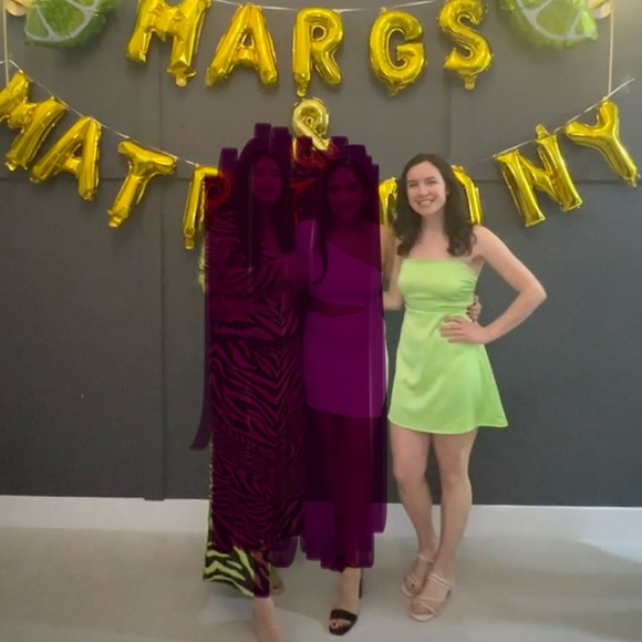 Lace Up Back Satin Cami Dress Lime Green size 6 - Picture 4 of 7